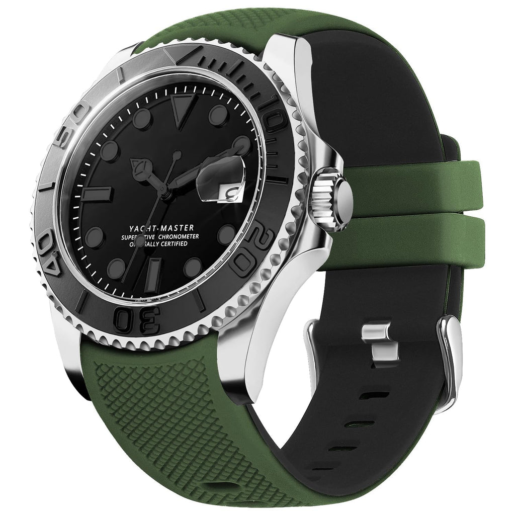 Watch Band | No Gap Army Green+Black Silicone Strap | Eco Fullmosa watch band
