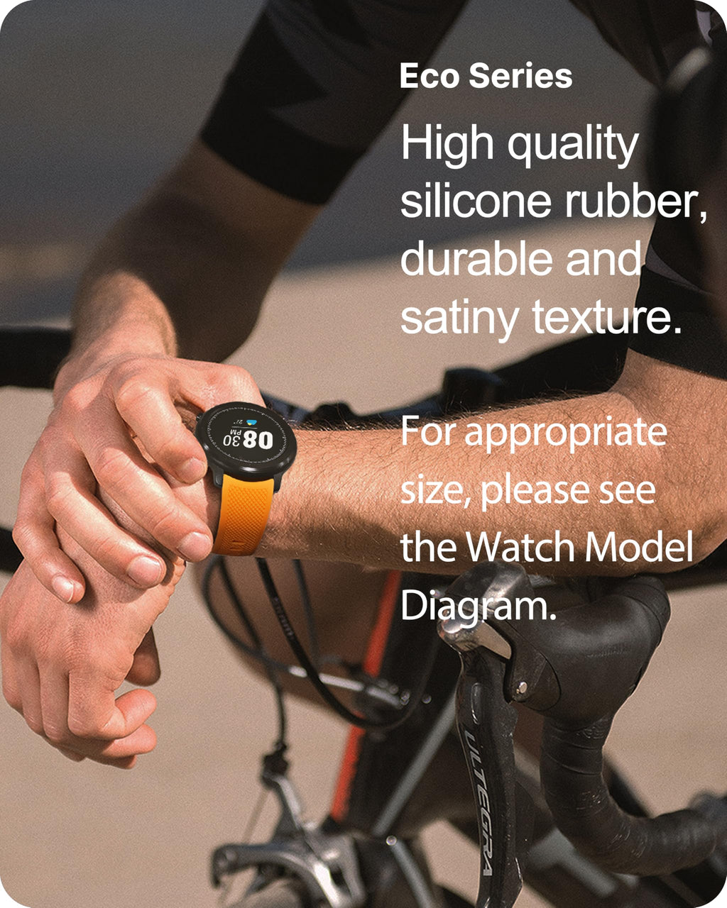 Watch Band | No Gap Orange+Black Silicone Strap | Eco Fullmosa watch band 22mm / Orange+Black