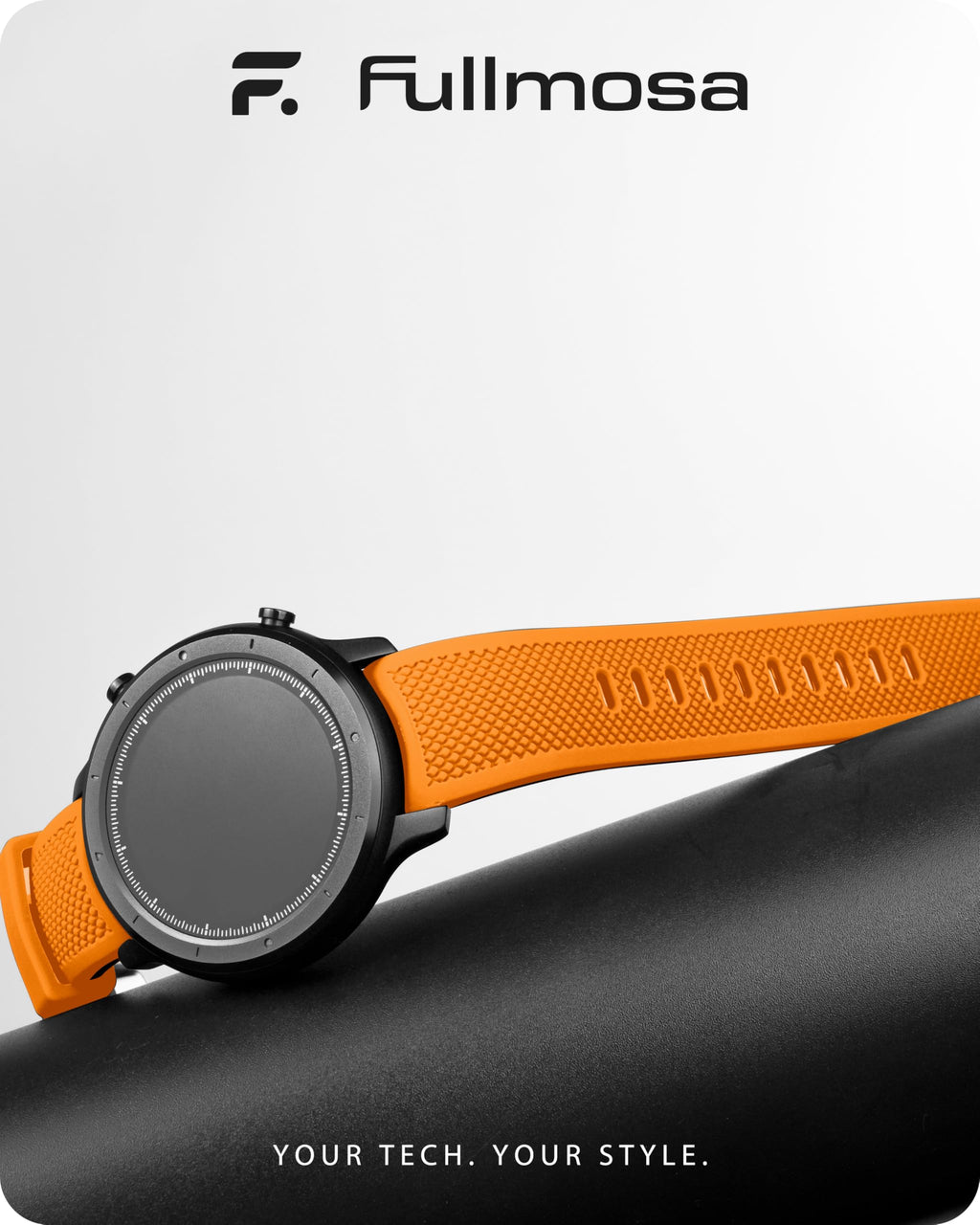 Watch Band | No Gap Orange+Black Silicone Strap | Eco Fullmosa watch band 22mm / Orange+Black