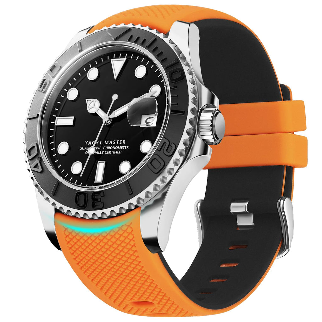 Watch Band | No Gap Orange+Black Silicone Strap | Eco Fullmosa watch band 22mm / Orange+Black