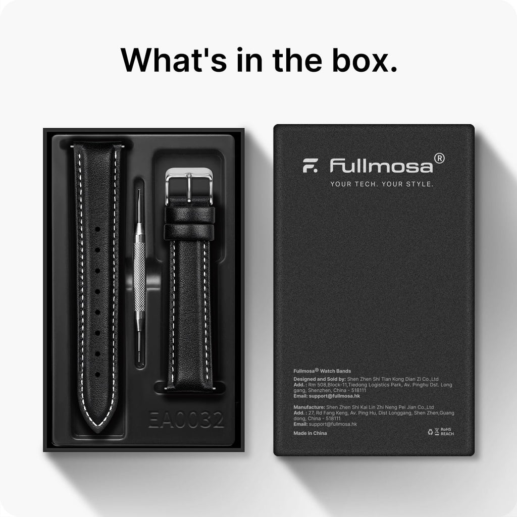 Watch Band | Quick Release Leather Watch Strap | Black Fullmosa