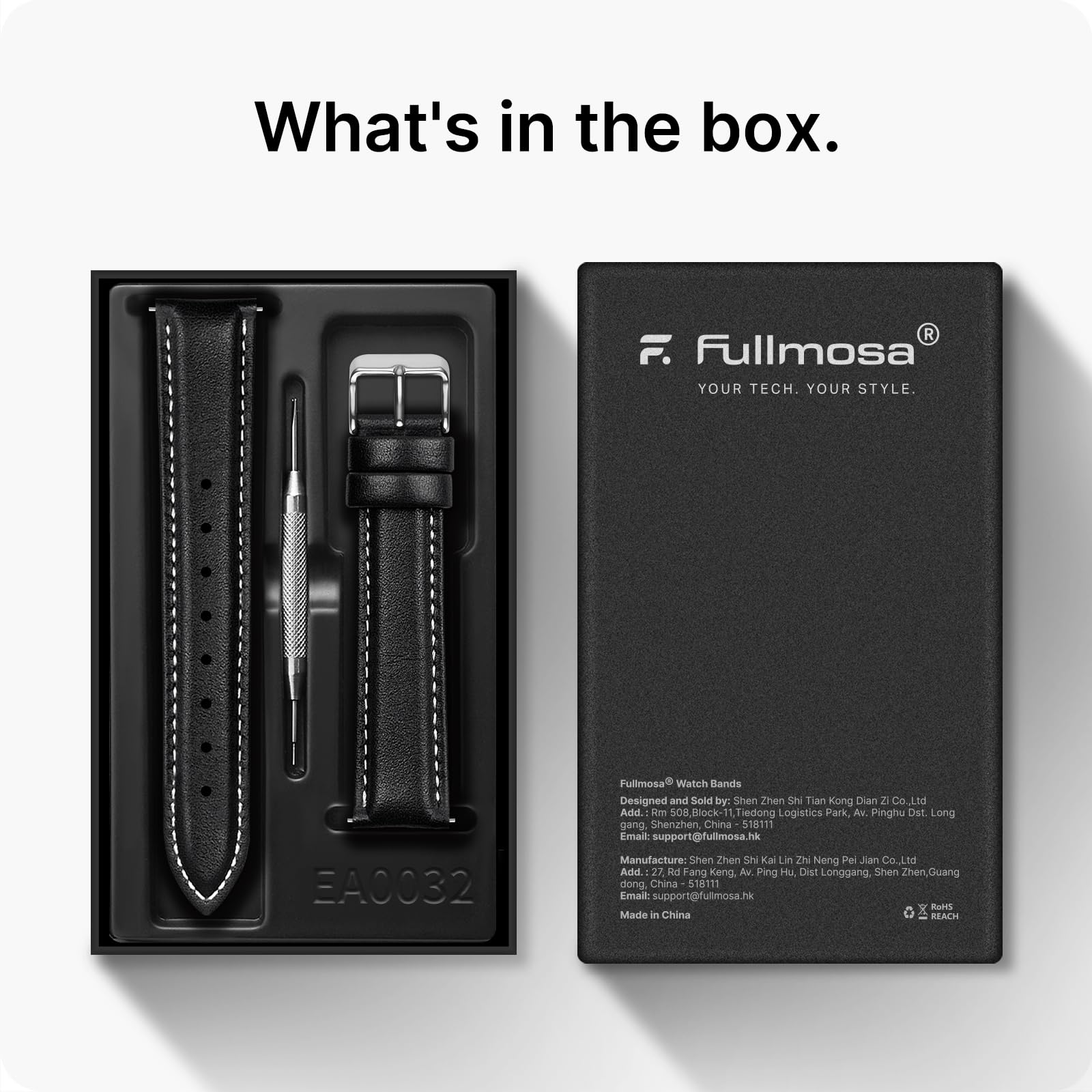 Watch Band | Quick Release Leather Watch Strap | Black Fullmosa