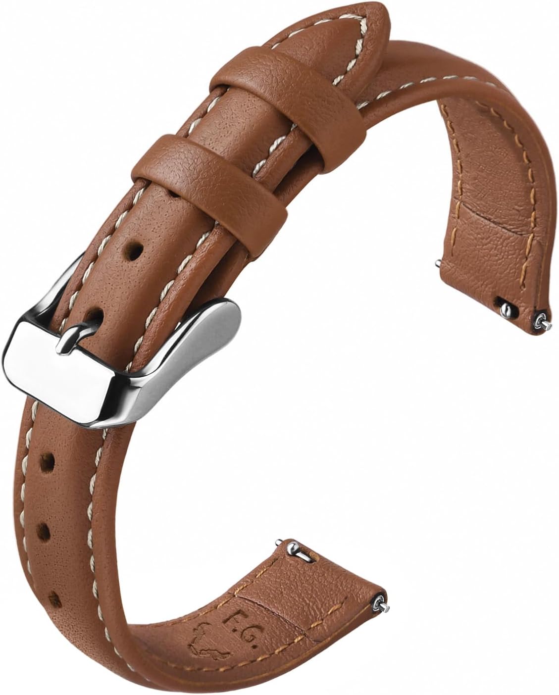 Watch Band | Quick Release Leather Watch Strap | Brown Fullmosa 14mm / silver