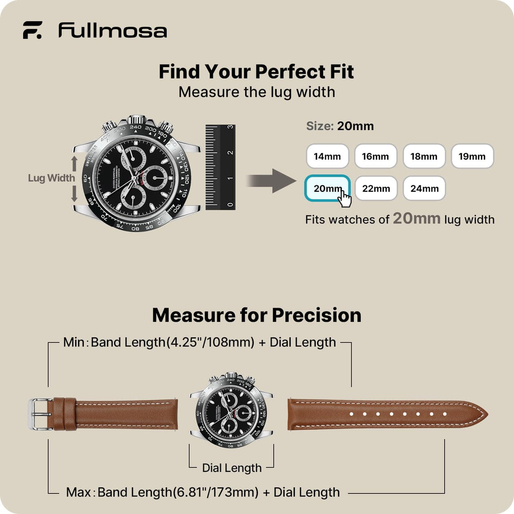 Watch Band | Quick Release Leather Watch Strap | Caramel Brown Fullmosa