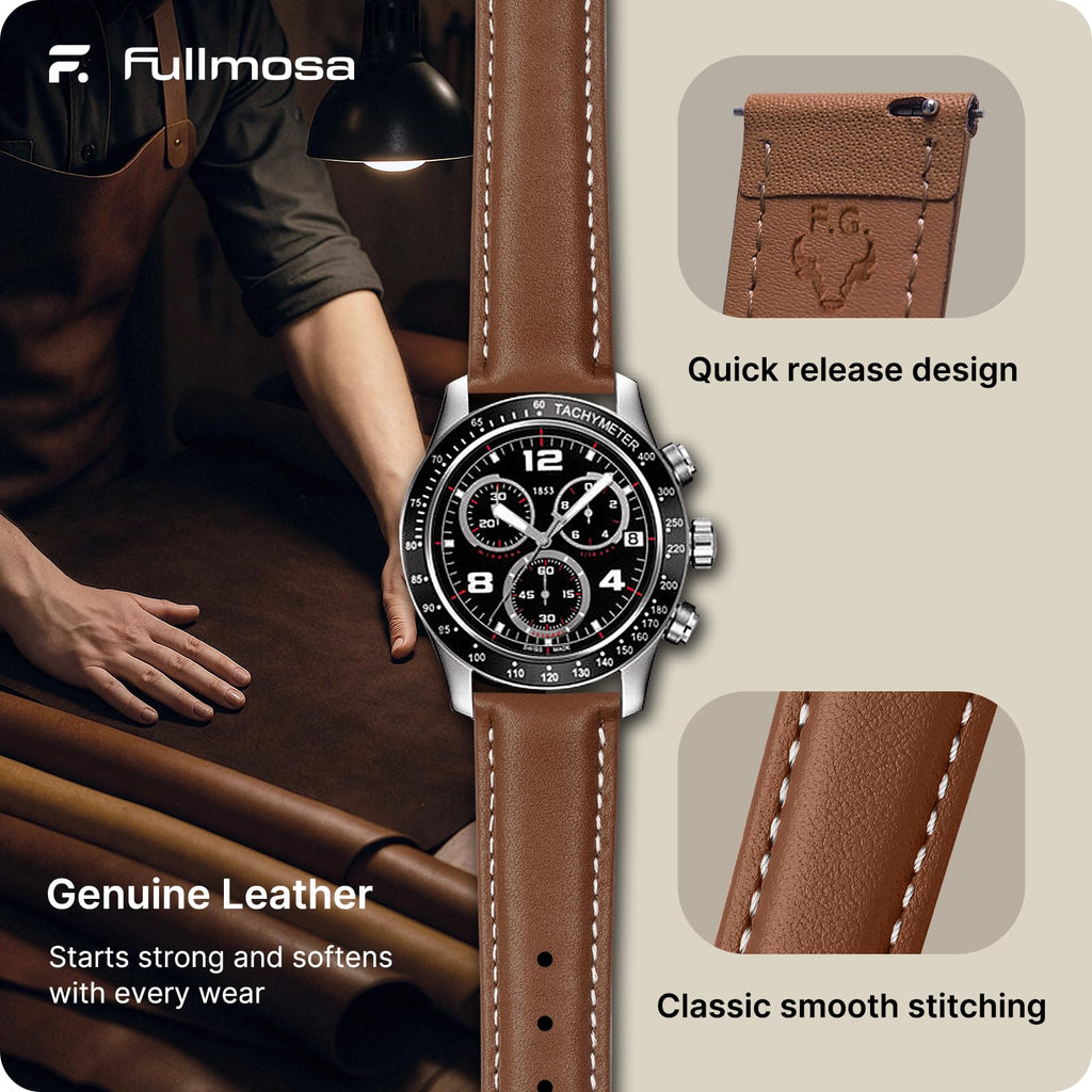 Watch Band | Quick Release Leather Watch Strap | Caramel Brown Fullmosa