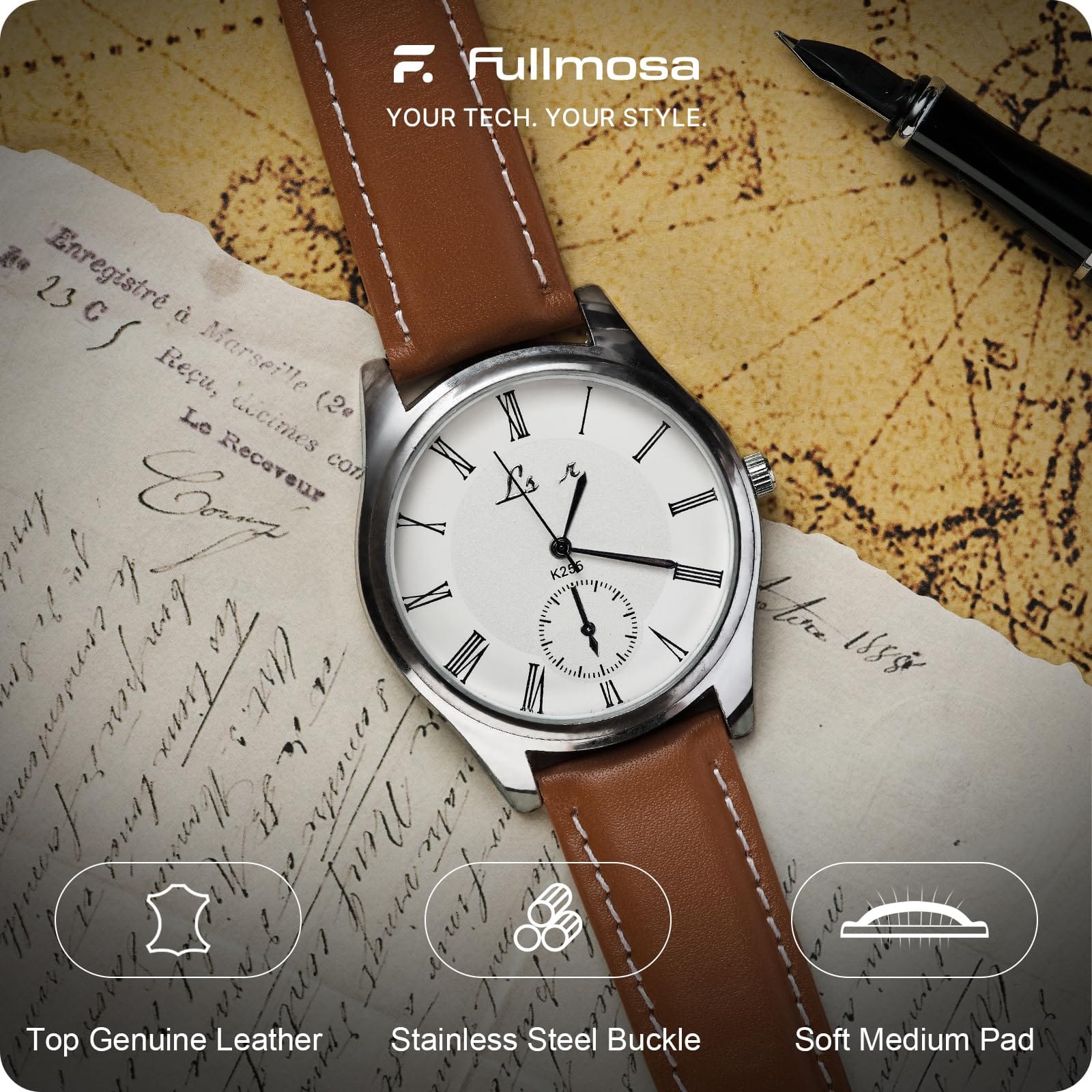 Watch Band | Quick Release Leather Watch Strap | Caramel Brown Fullmosa