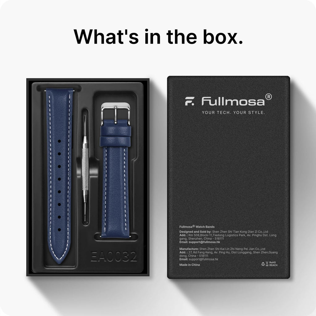 Watch Band | Quick Release Leather Watch Strap | Dark Blue Fullmosa