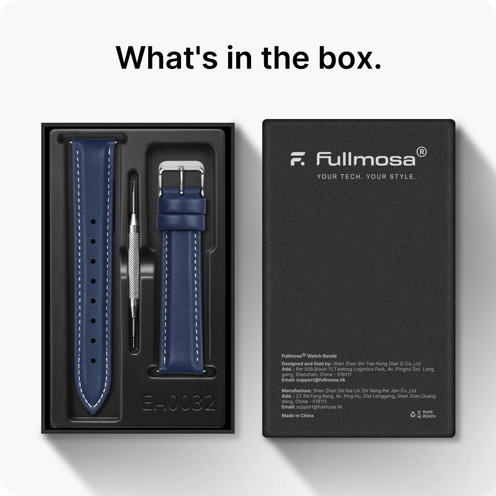 Watch Band | Quick Release Leather Watch Strap | Dark Blue Fullmosa