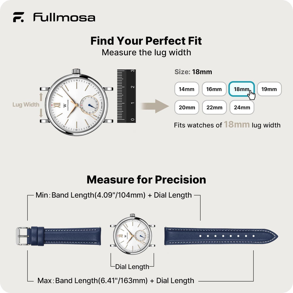 Watch Band | Quick Release Leather Watch Strap | Dark Blue Fullmosa