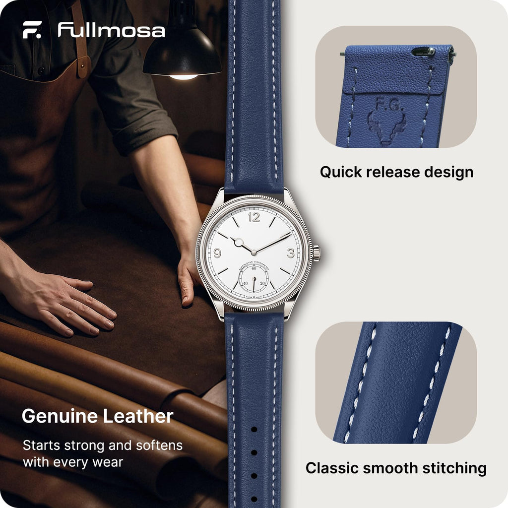 Watch Band | Quick Release Leather Watch Strap | Dark Blue Fullmosa