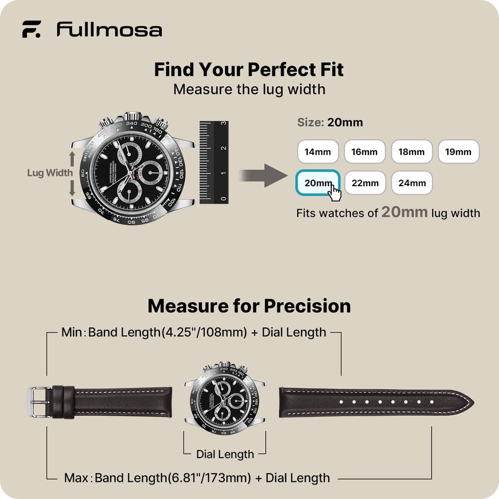 Watch Band | Quick Release Leather Watch Strap | Dark Brown Fullmosa