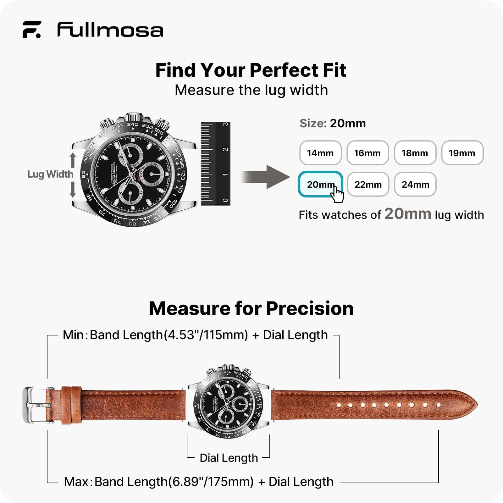 Watch Band | Quick Release Leather Watch Strap | Gradient Brown Fullmosa