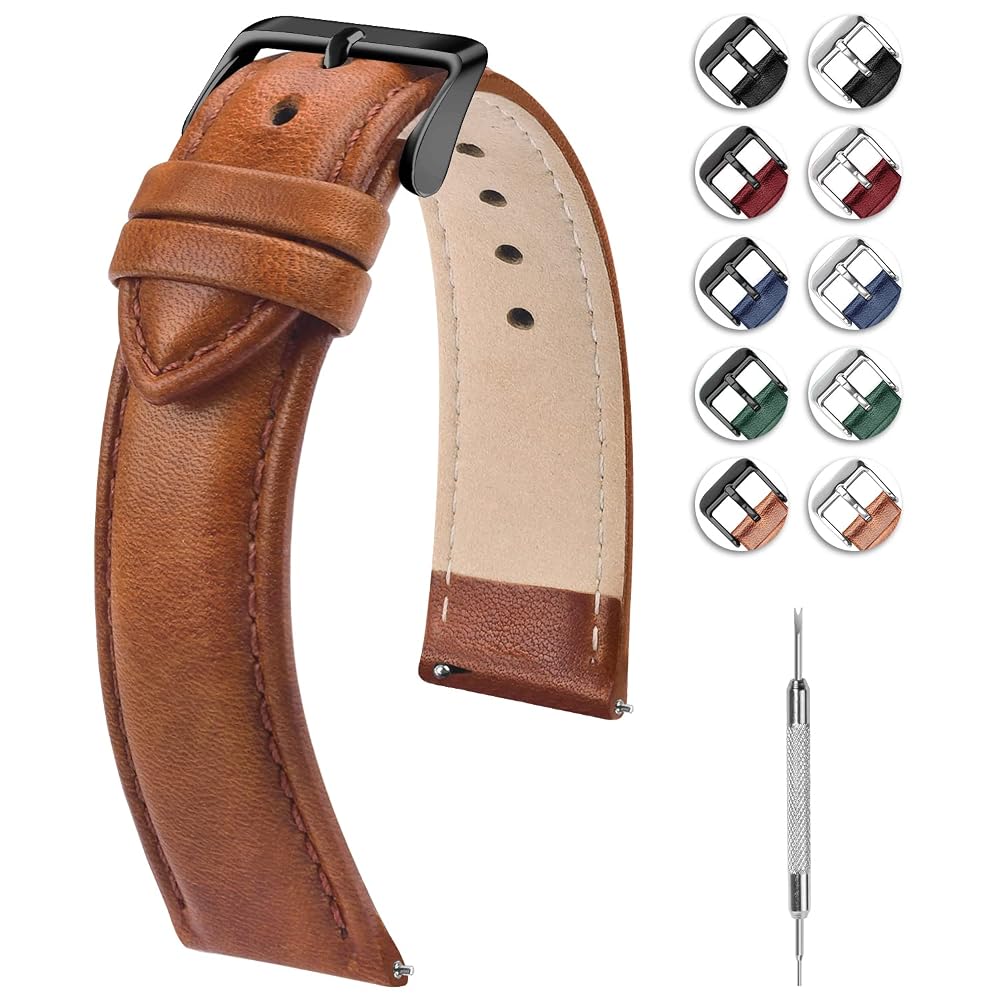 Watch Band | Quick Release Leather Watch Strap | Gradient Brown Fullmosa 18mm / black