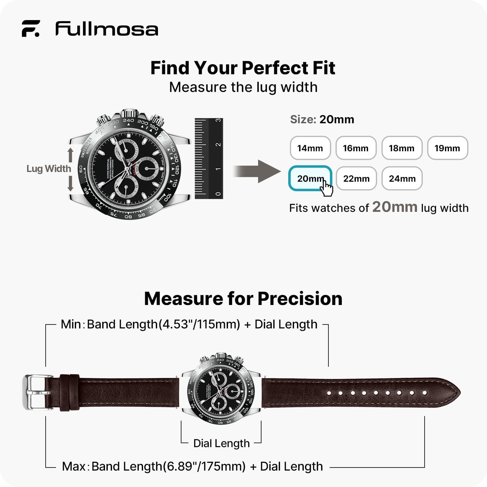 Watch Band | Quick Release Leather Watch Strap | Gradient Coffee Fullmosa