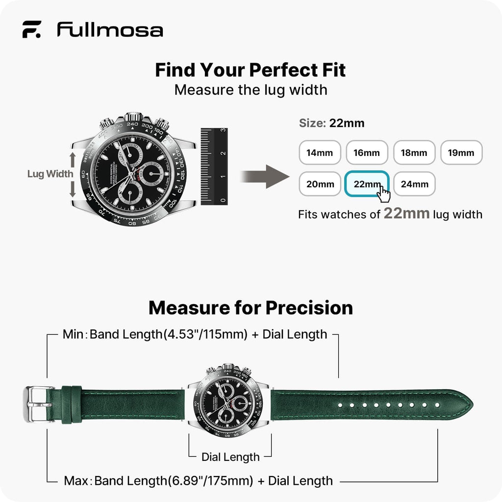 Watch Band | Quick Release Leather Watch Strap | Gradient Green Fullmosa