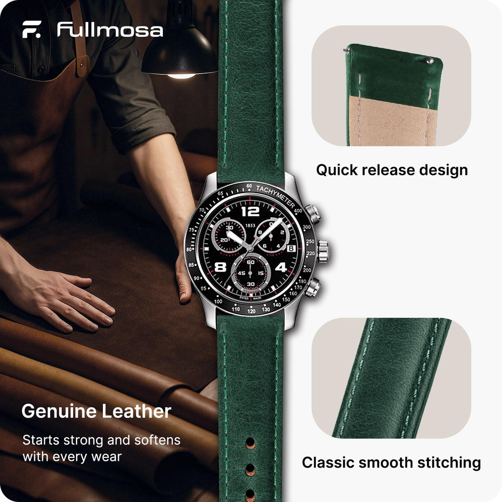 Watch Band | Quick Release Leather Watch Strap | Gradient Green Fullmosa
