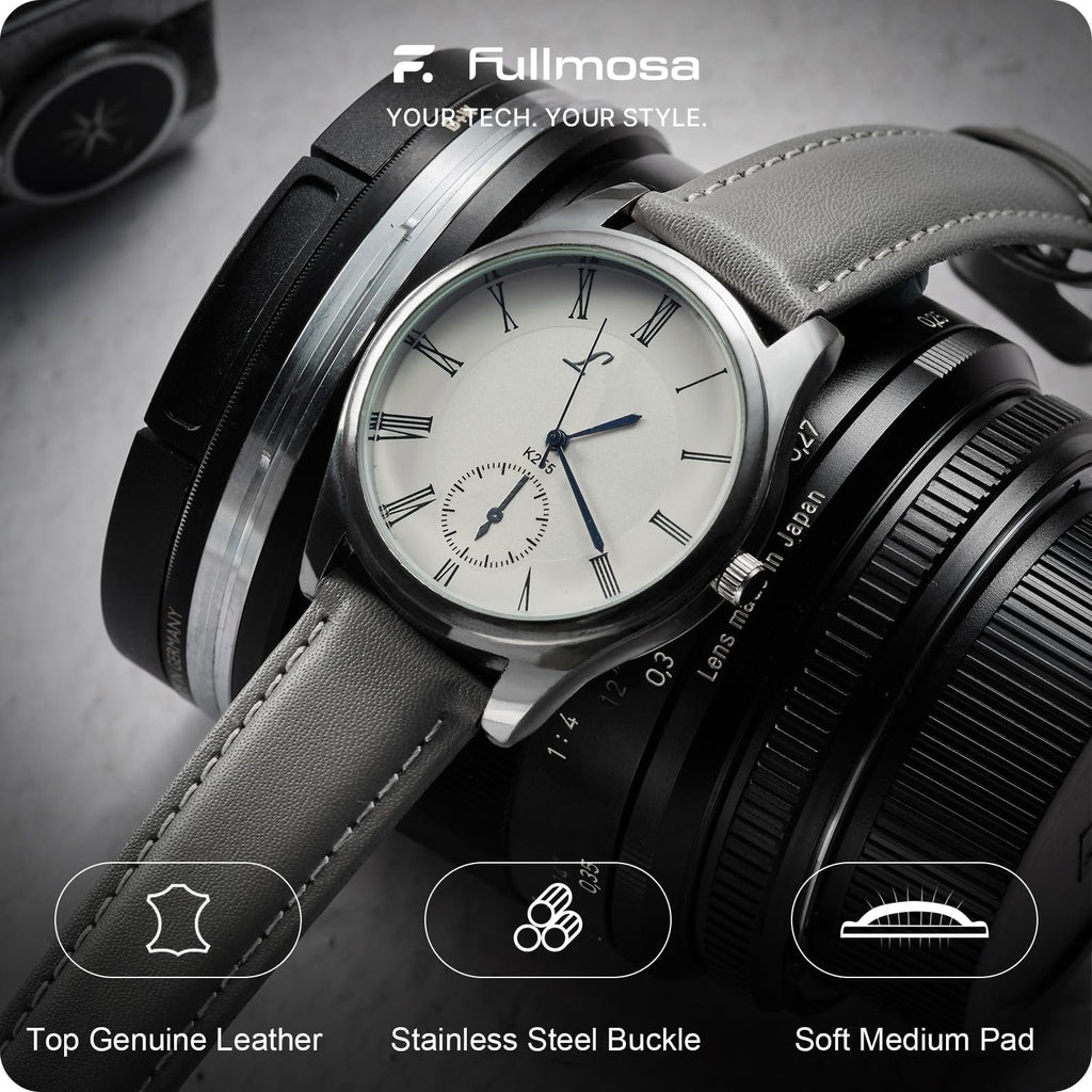 Watch Band | Quick Release Leather Watch Strap | Grey Fullmosa