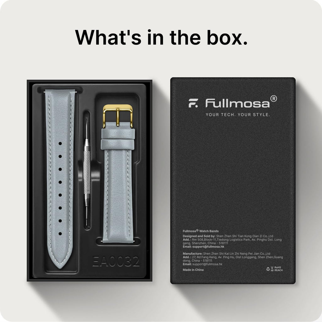 Watch Band | Quick Release Leather Watch Strap | Light Gray Fullmosa