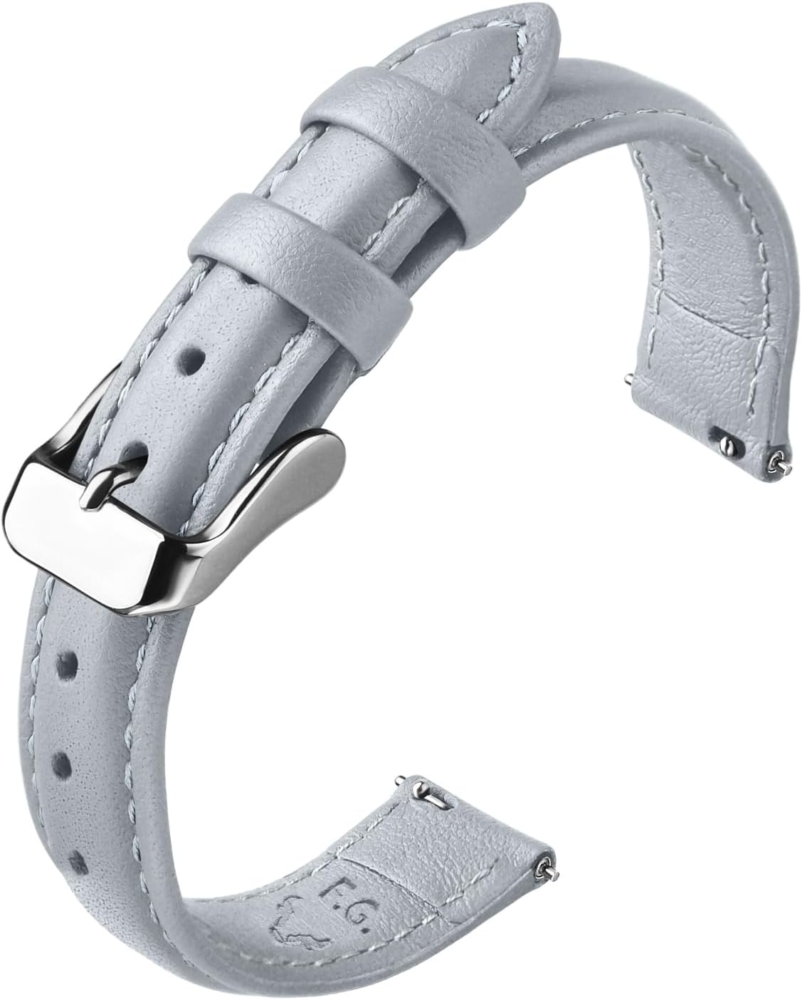 Watch Band | Quick Release Leather Watch Strap | Light Gray Fullmosa 16mm / Silver