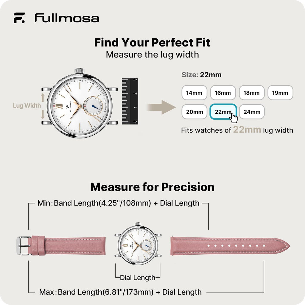Watch Band | Quick Release Leather Watch Strap | Pink Fullmosa