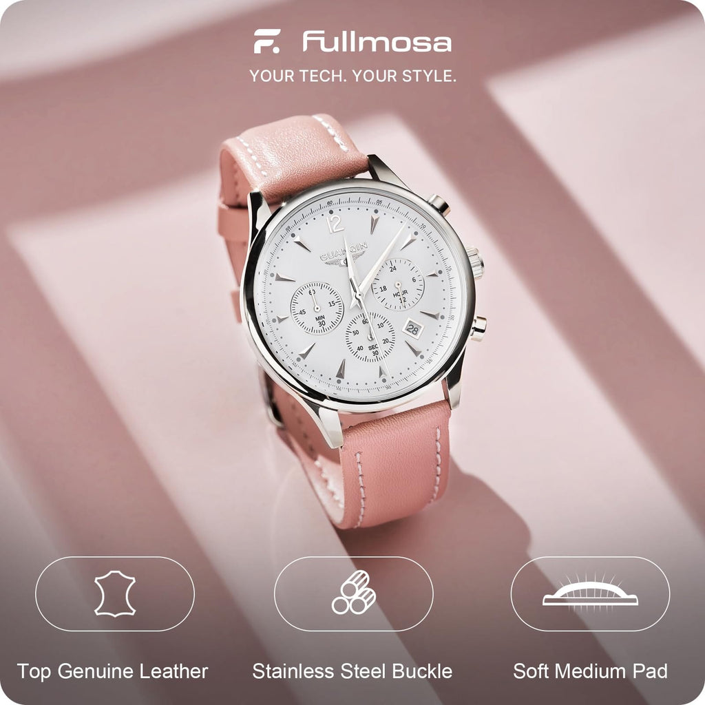 Watch Band | Quick Release Leather Watch Strap | Pink Fullmosa