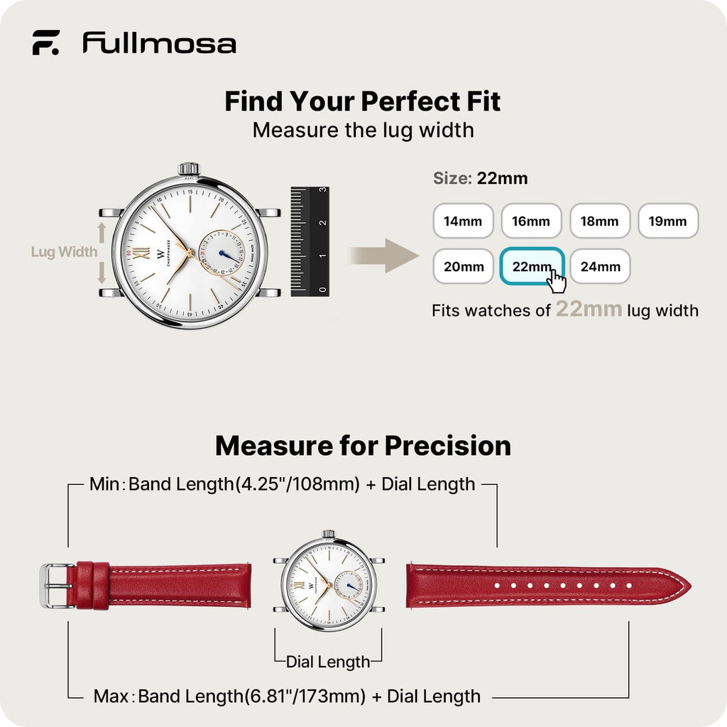 Watch Band | Quick Release Leather Watch Strap | Red Fullmosa