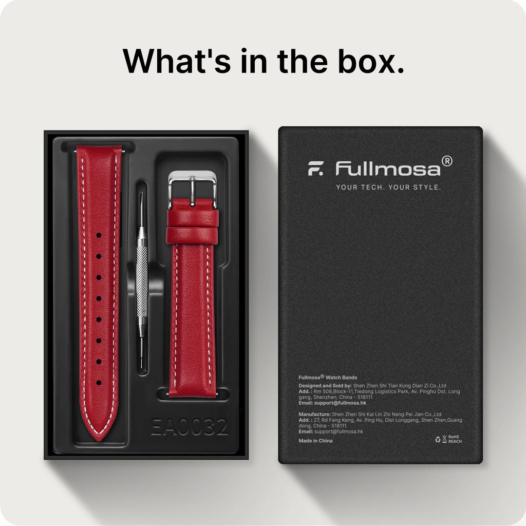 Watch Band | Quick Release Leather Watch Strap | Red Fullmosa