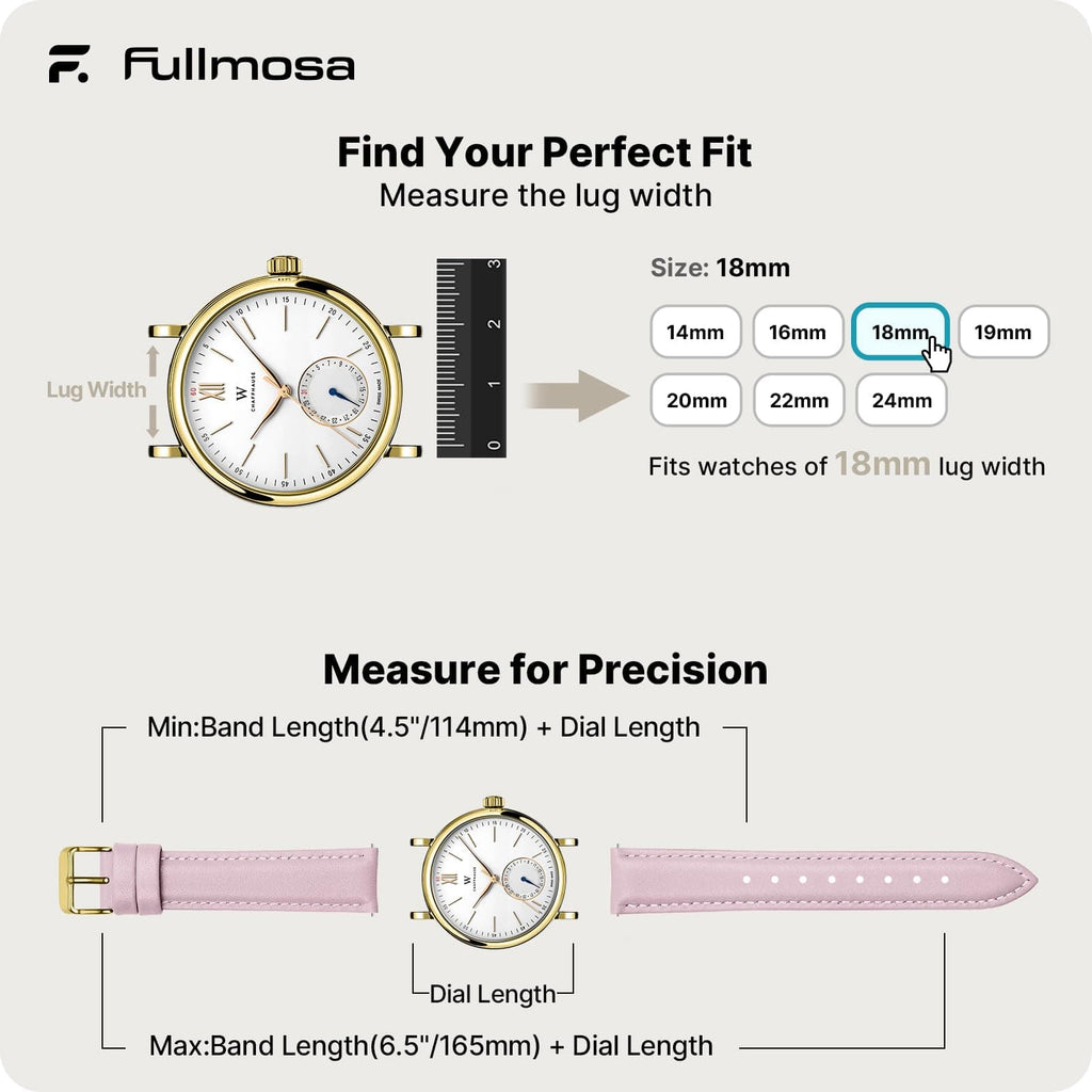 Watch Band | Quick Release Leather Watch Strap | Sand Pink Fullmosa