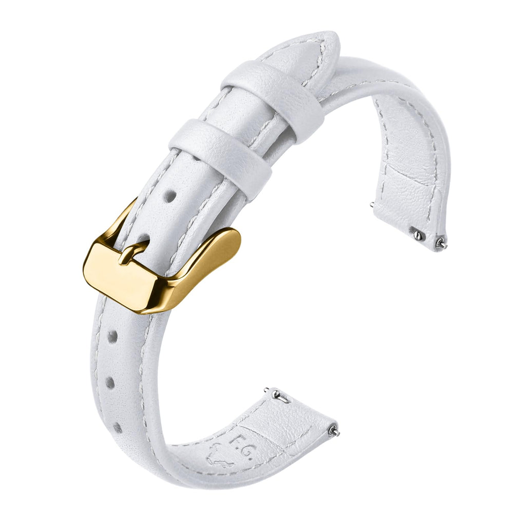 Watch Band | Quick Release Leather Watch Strap | White Fullmosa 18mm / Golden