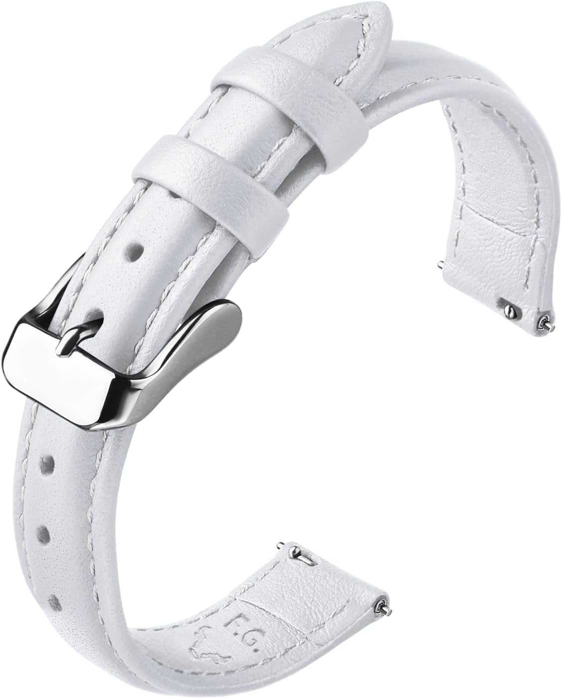 Watch Band | Quick Release Leather Watch Strap | White Fullmosa 18mm / silver