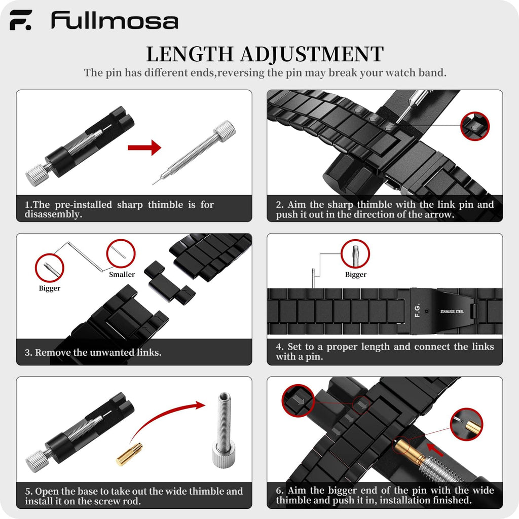 Watch Band | Quick Release Stainless Steel Watch Strap | Black Fullmosa