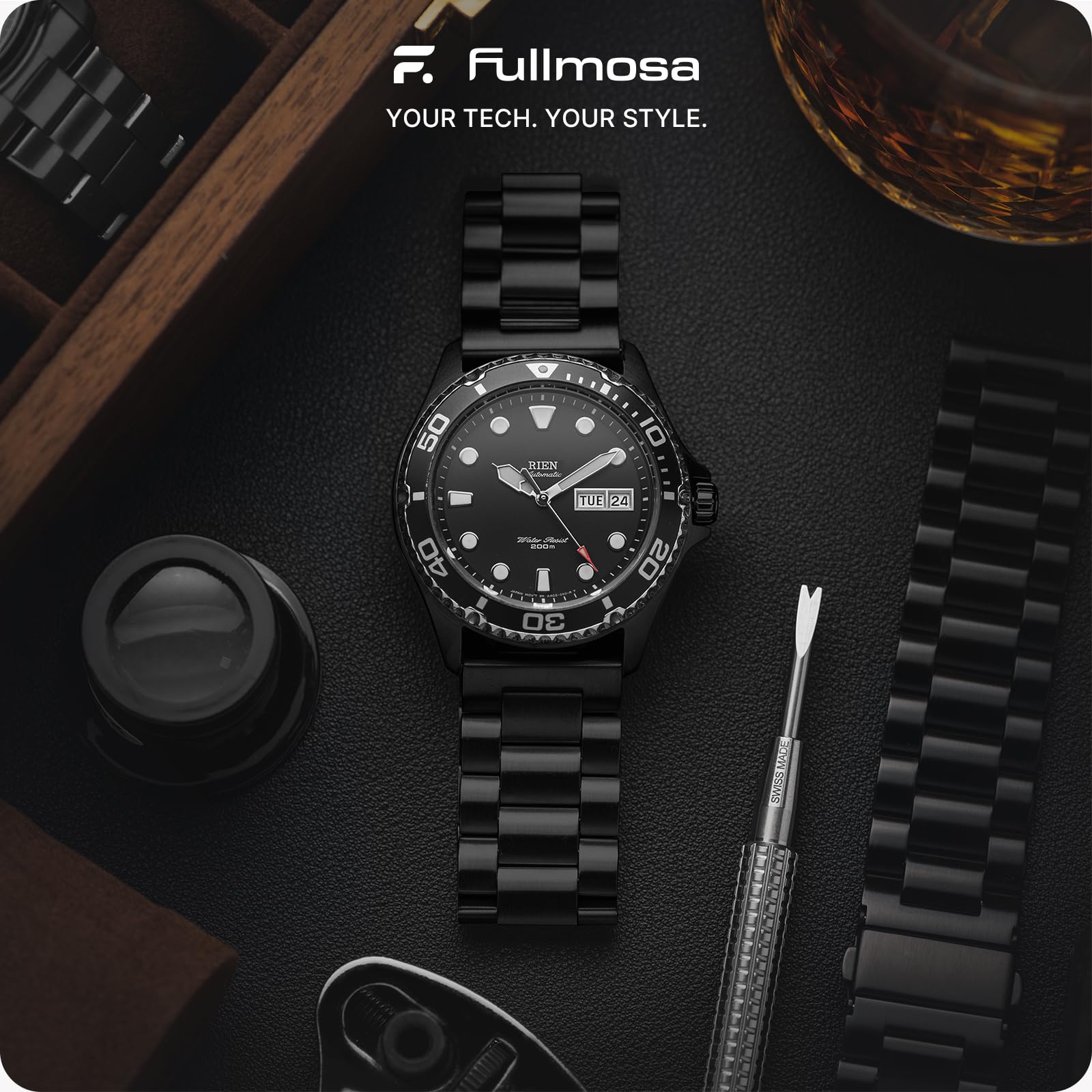 Watch Band | Quick Release Stainless Steel Watch Strap | Black Fullmosa