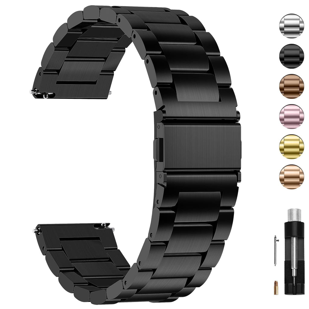Watch Band | Quick Release Stainless Steel Watch Strap | Black Fullmosa