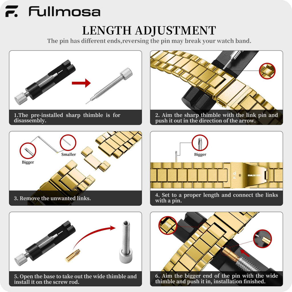 Watch Band | Quick Release Stainless Steel Watch Strap | Golden Fullmosa