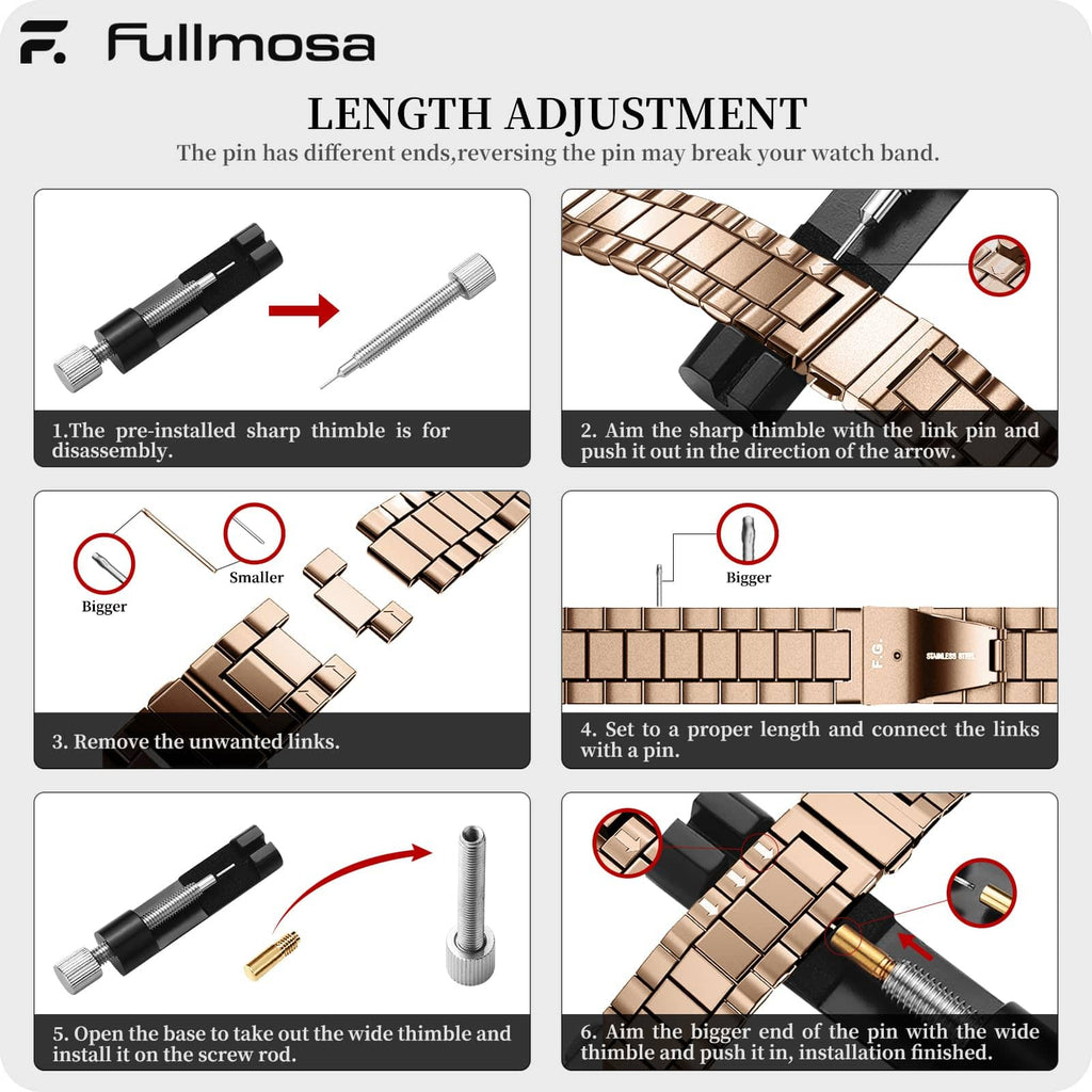Watch Band | Quick Release Stainless Steel Watch Strap | Rose Gold Fullmosa