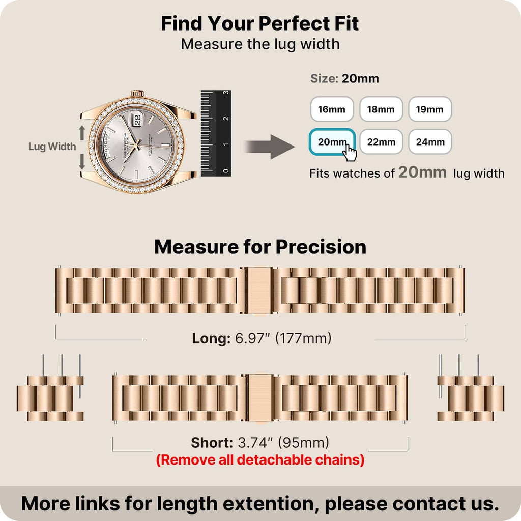 Watch Band | Quick Release Stainless Steel Watch Strap | Rose Gold Fullmosa