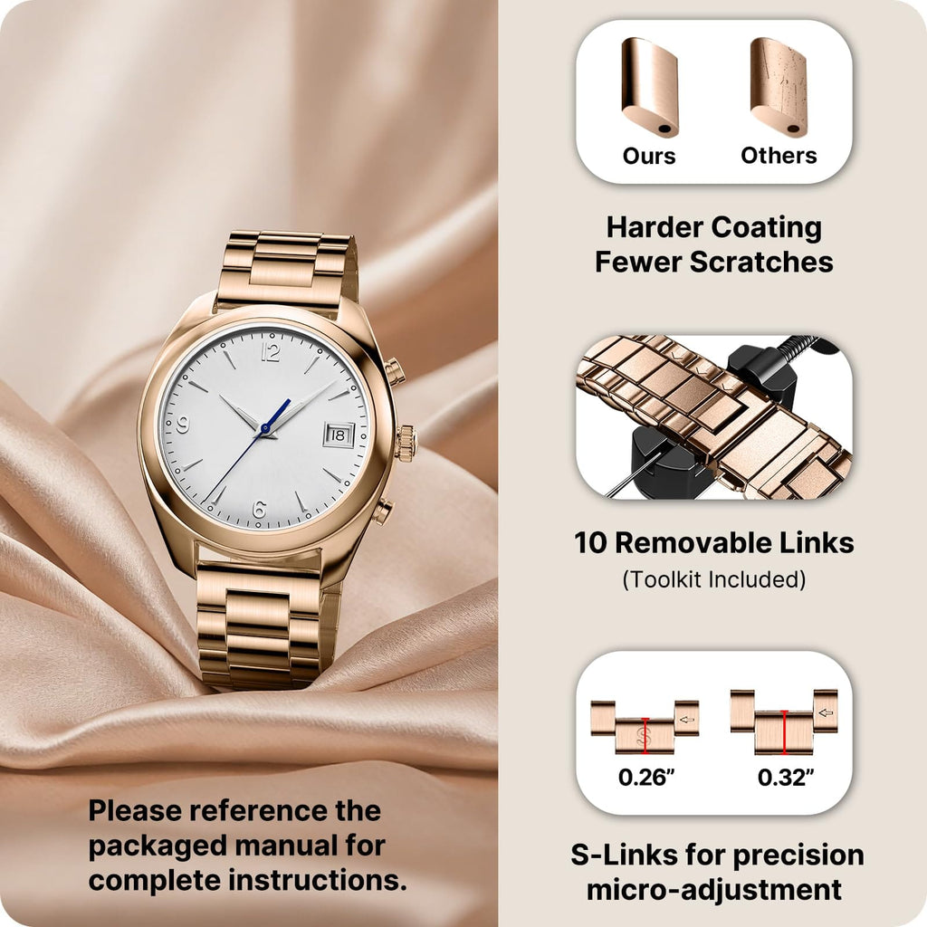 Watch Band | Quick Release Stainless Steel Watch Strap | Rose Gold Fullmosa