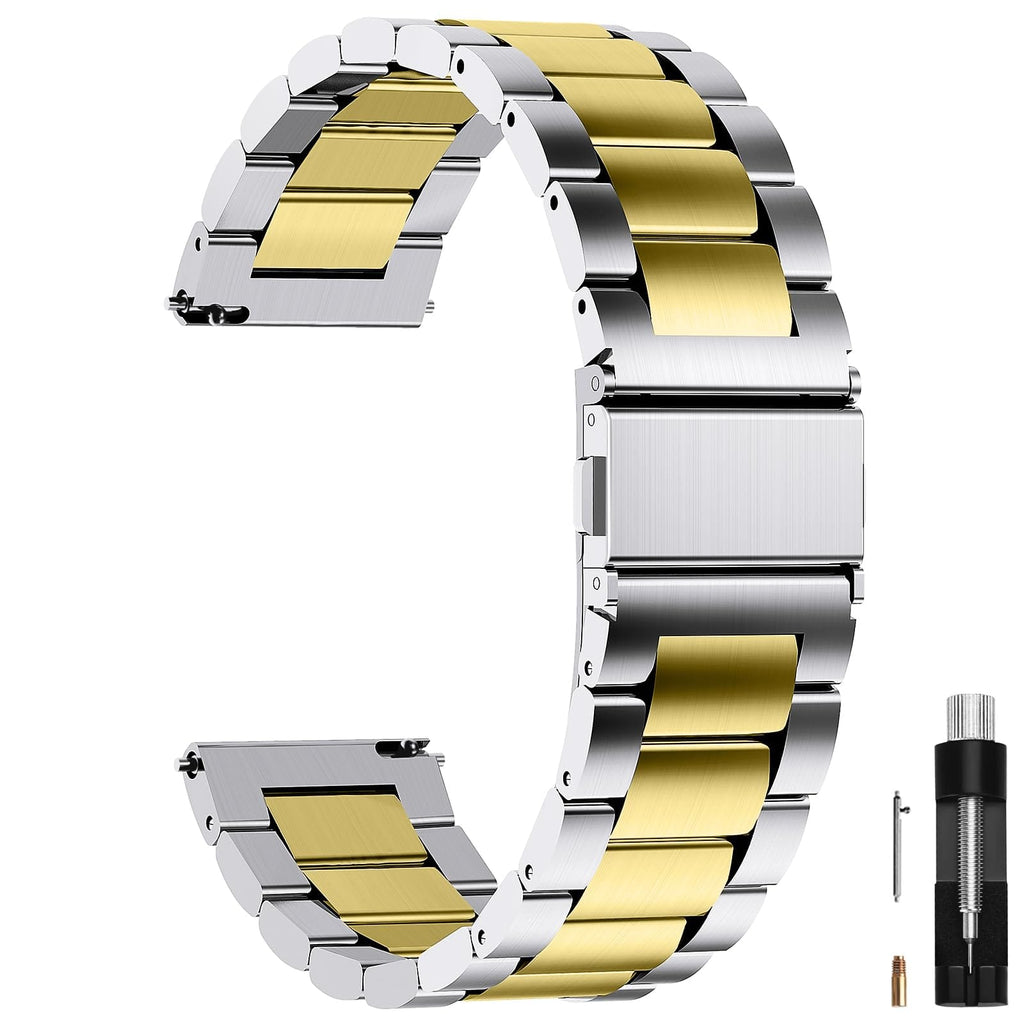 Watch Band | Quick Release Stainless Steel Watch Strap | Silver+Golden Fullmosa