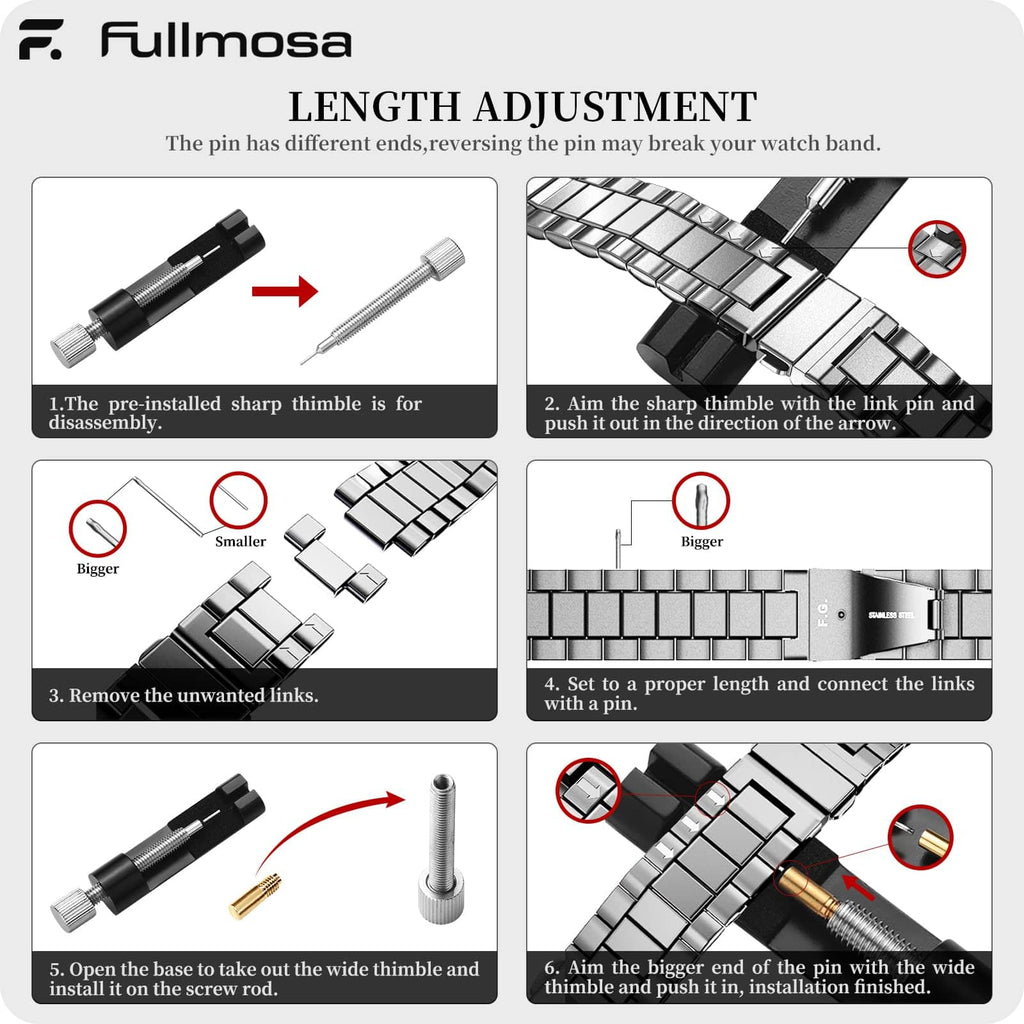 Watch Band | Quick Release Stainless Steel Watch Strap | Silver Fullmosa watch band