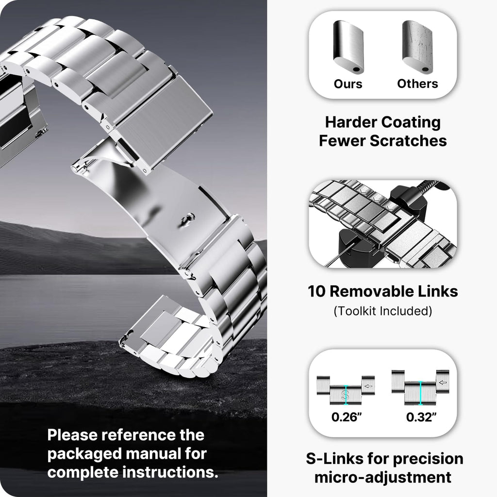 Watch Band | Quick Release Stainless Steel Watch Strap | Silver Fullmosa watch band