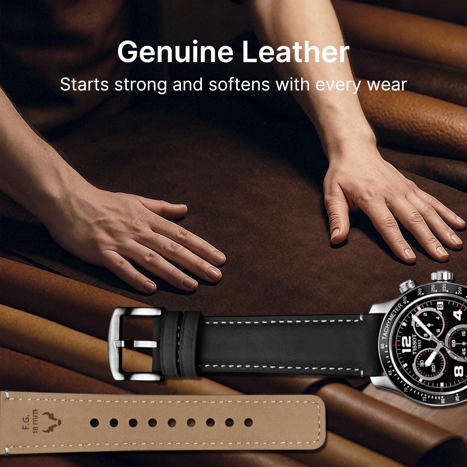 Watch Band | Yola leather Band | Black Fullmosa watch band