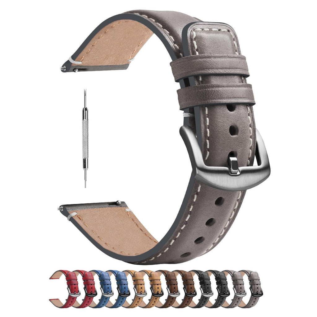 Watch Band | Yola leather Band | Grey Fullmosa watch band 20mm / Silver