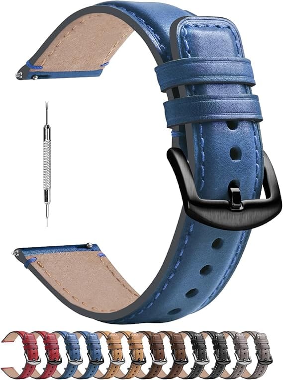 Watch Band | Yola leather Band | Light Blue Fullmosa watch band 18mm / Black