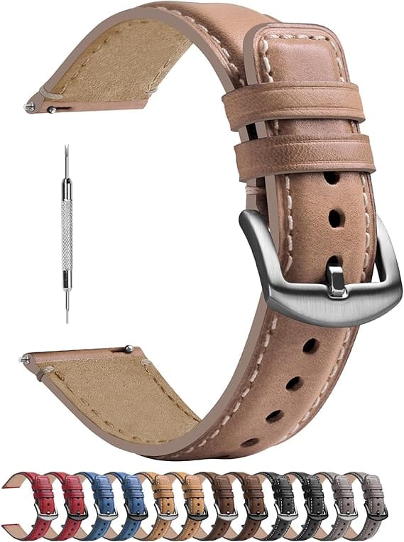 Watch Band | Yola leather Band | Light Brown Fullmosa watch band 18mm / Silver