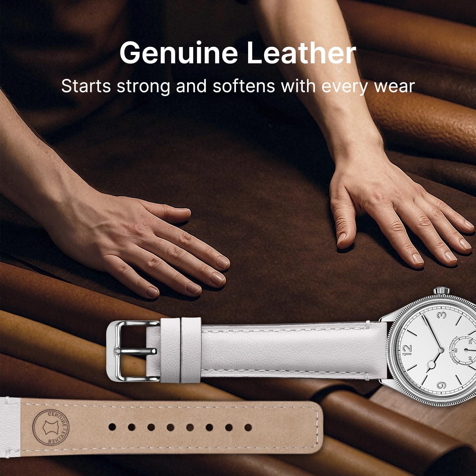 Watch Band | Yola leather Band | White Fullmosa watch band