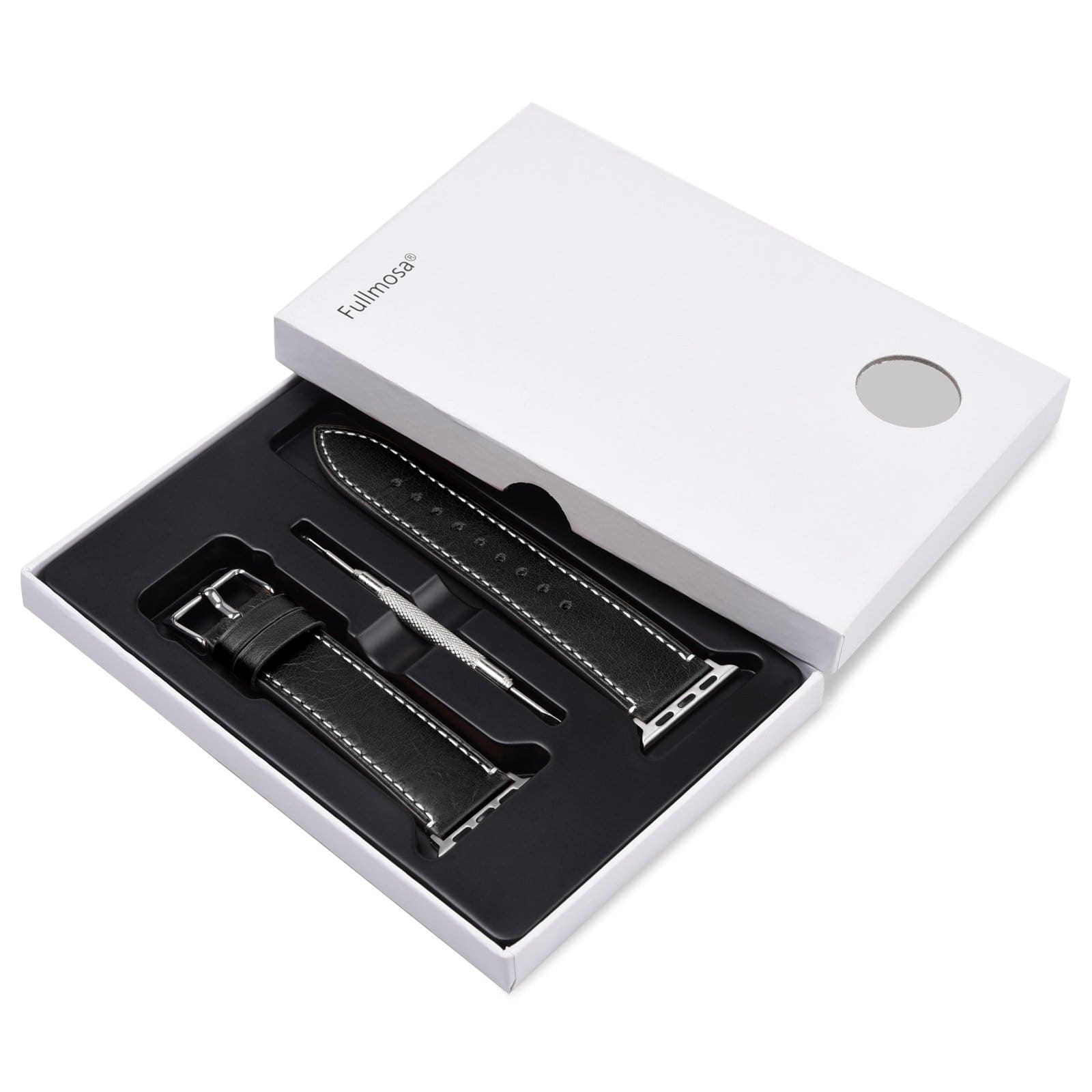 Apple Watch Band | Black Leather | Wax Fullmosa