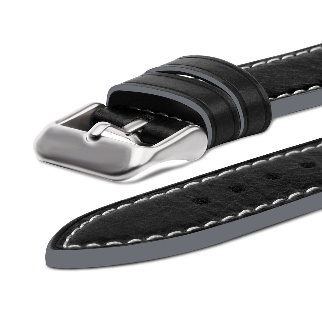 Apple Watch Band | Black Leather | Wax Fullmosa