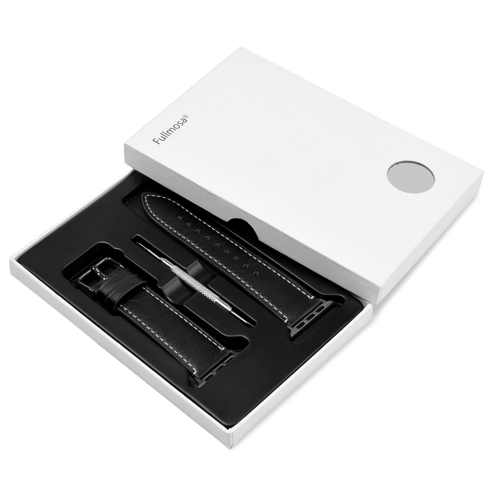 Apple Watch Band | Black Leather | Wax Fullmosa