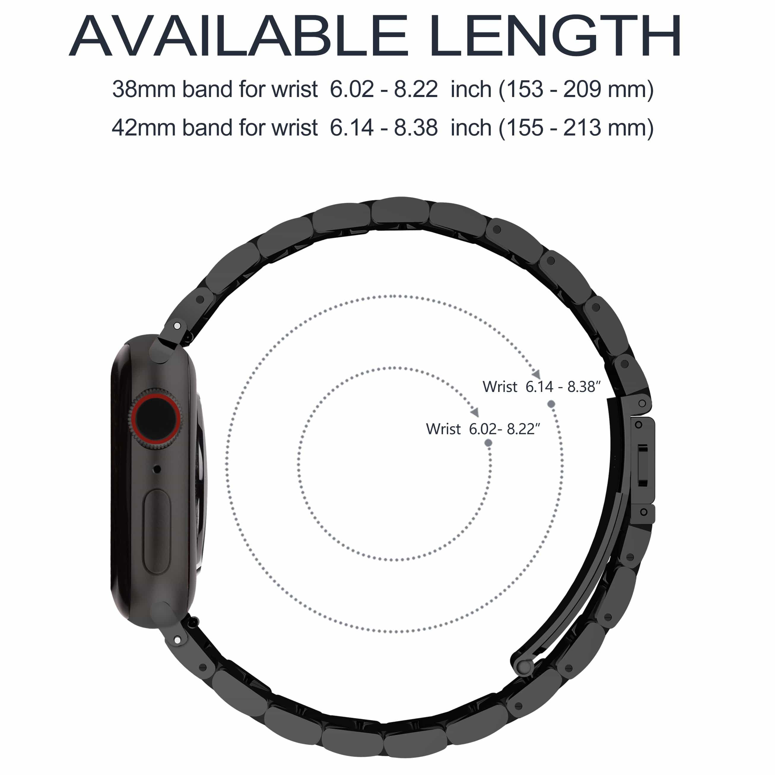 Apple Watch Band | Black Stainless Steel Metal Fullmosa