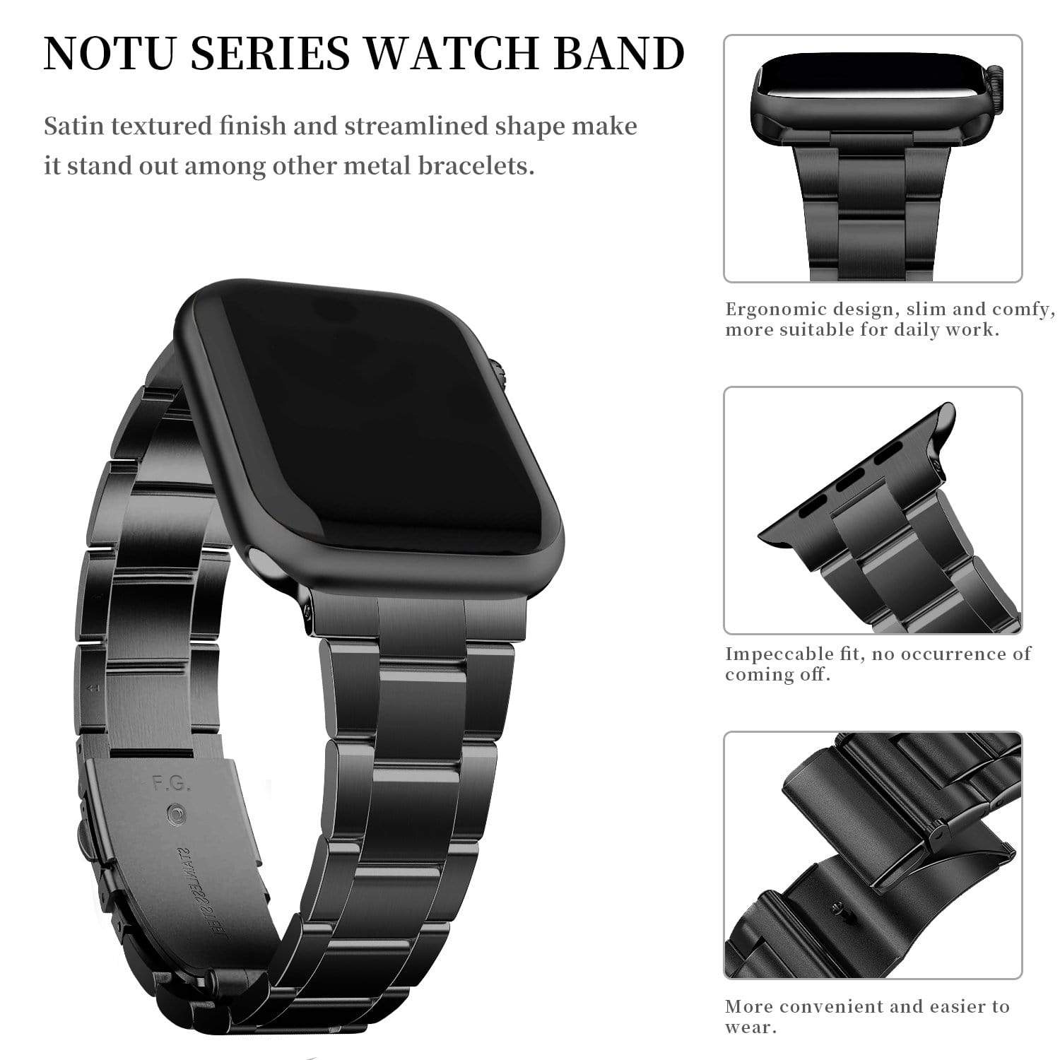 Apple Watch Band  | Black Upgraded Version Stainless Steel Fullmosa